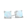 Thumbnail Image 1 of 6.0mm Cushion-Cut Lab-Created Opal Stud Earrings in 10K White Gold