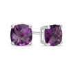 Thumbnail Image 1 of 6.0mm Cushion-Cut Amethyst Stud Earrings in 10K White Gold