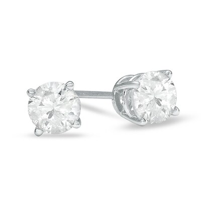 1 Ct T W Diamond Solitaire Stud Earrings In 14k White Gold