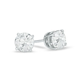 Diamond Studs Earrings Zales 1 2 Ct T W Diamond Solitaire Stud Earrings In 14k White Gold
