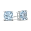 Thumbnail Image 1 of 6.0mm Cushion-Cut Lab-Created Blue Spinel Stud Earrings in 10K White Gold
