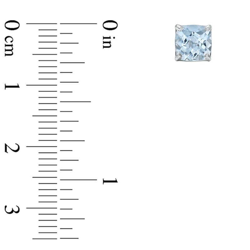 Main Image 2 of 6.0mm Cushion-Cut Lab-Created Blue Spinel Stud Earrings in 10K White Gold
