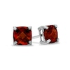 Thumbnail Image 0 of 6.0mm Cushion-Cut Garnet Stud Earrings in 10K White Gold