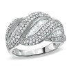 Thumbnail Image 1 of 1 CT. T.W. Round and Baguette Diamond Circle Wreath Band in 14K White Gold