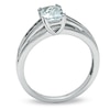 Thumbnail Image 2 of Cushion-Cut Aquamarine and White Sapphire Ring in 10K White Gold