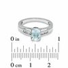 Thumbnail Image 3 of Cushion-Cut Aquamarine and White Sapphire Ring in 10K White Gold