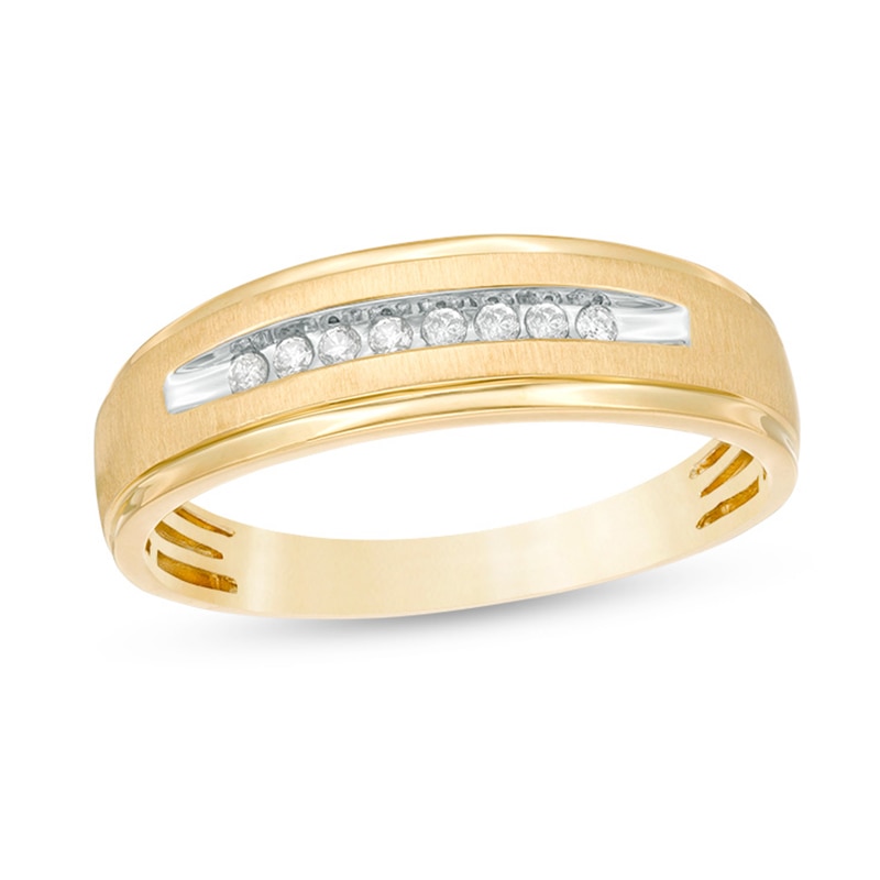 Men's 1/10 CT. T.W. Diamond Wedding Band in 10K Gold | Zales