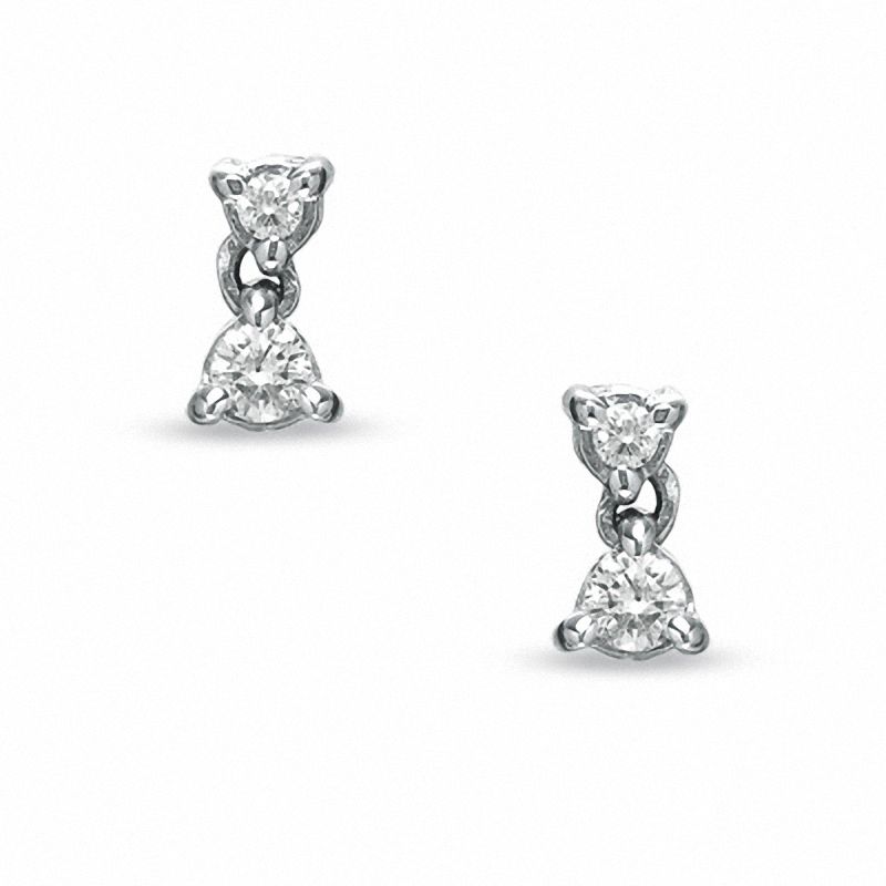 Main Image 1 of 1/2 CT. T.W. Diamond Double Drop Earrings in 14K White Gold