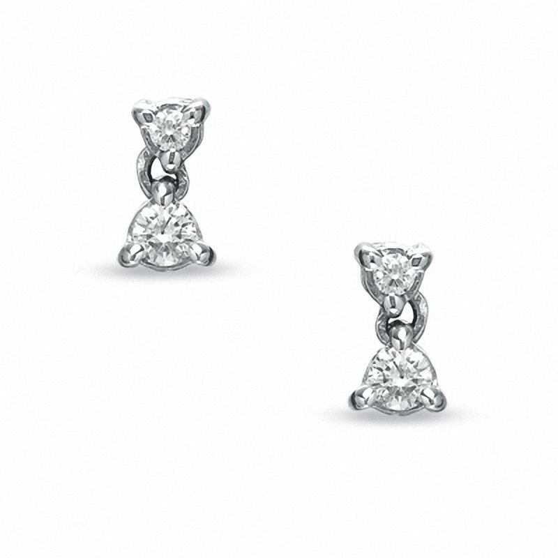 1/2 CT. T.W. Diamond Double Drop Earrings in 14K White Gold