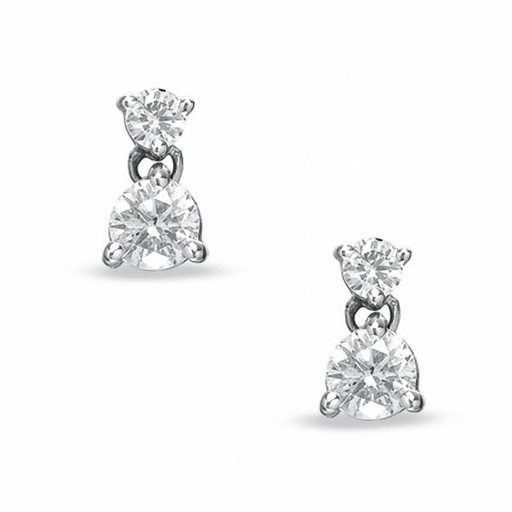 1 CT. T.w. Diamond Double Drop Earrings in 14K White Gold