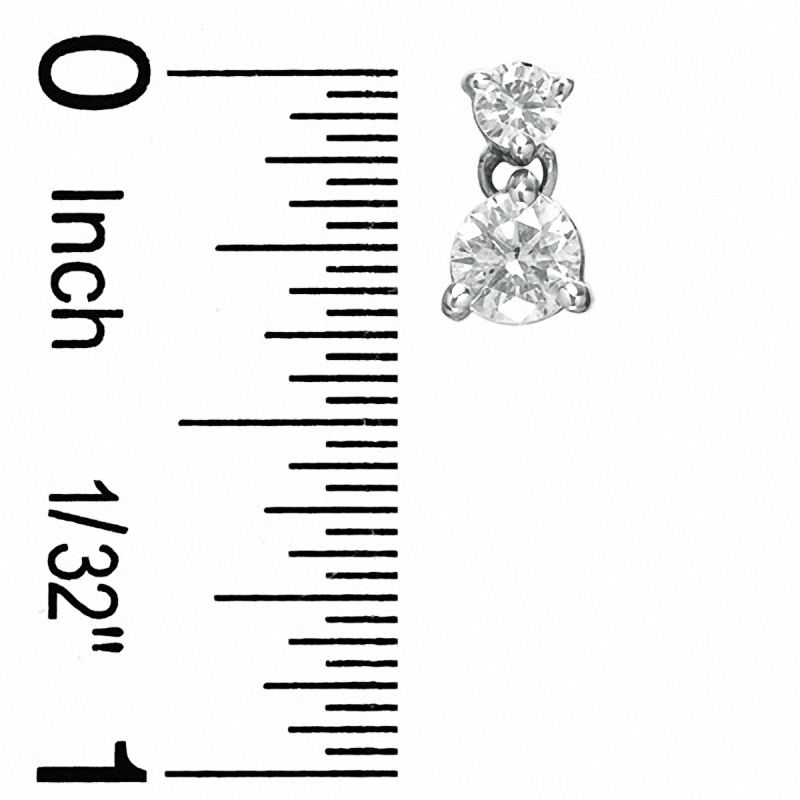Main Image 2 of 1 CT. T.W. Diamond Double Drop Earrings in 14K White Gold