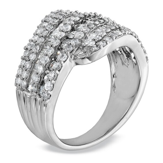 2 CT. T.w. Round and Baguette Diamond Bypass Band in 10K White Gold