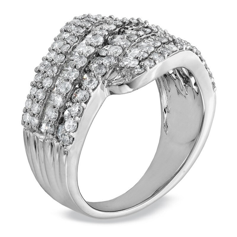 Main Image 2 of 2 CT. T.W. Round and Baguette Diamond Bypass Band in 10K White Gold