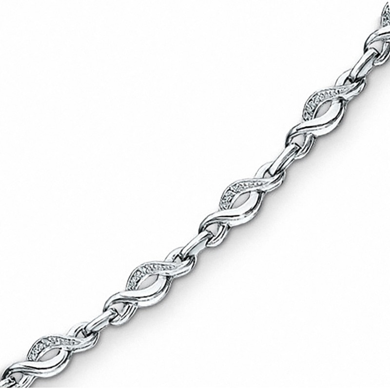 Main Image 1 of Diamond Accent Twist Bracelet in Sterling Silver - 7.25"