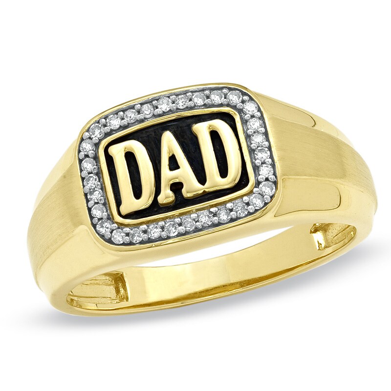 Men's 1/10 CT. T.W. Diamond Dad Ring in 10K Gold