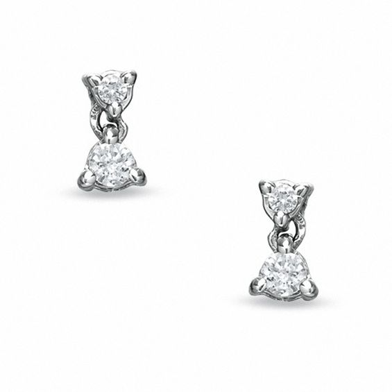1/4 CT. T.w. Diamond Double Drop Earrings in 14K White Gold