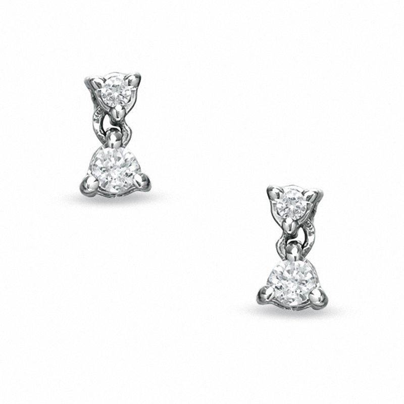 Main Image 1 of 1/4 CT. T.W. Diamond Double Drop Earrings in 14K White Gold