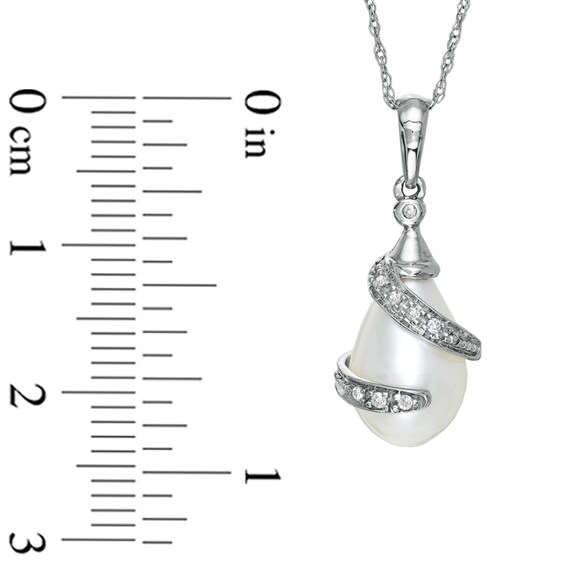 Freshwater Cultured Pearl Pendant in 10K White Gold with Diamond Accents