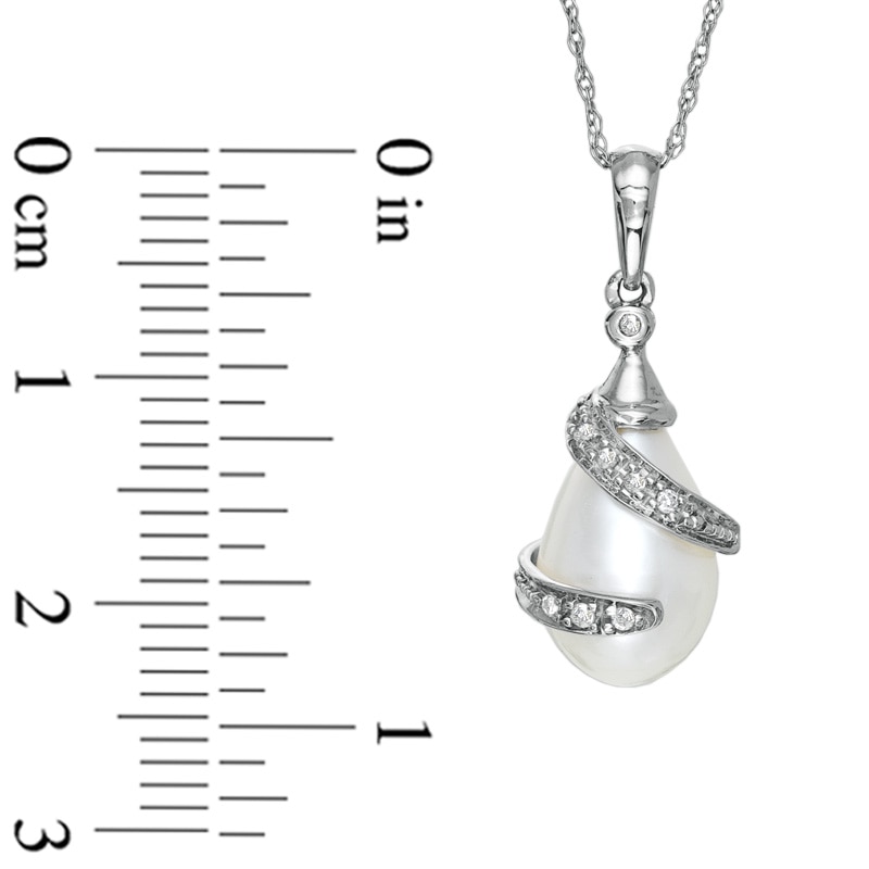 Main Image 2 of Freshwater Cultured Pearl Pendant in 10K White Gold with Diamond Accents