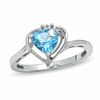 Thumbnail Image 1 of 6.0mm Heart-Shaped Blue Topaz and White Sapphire Ring in 10K White Gold