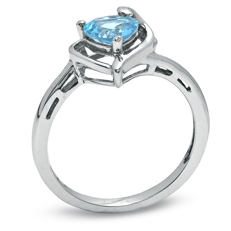 6.0mm Heart-Shaped Blue Topaz and White Sapphire Ring in 10K White Gold