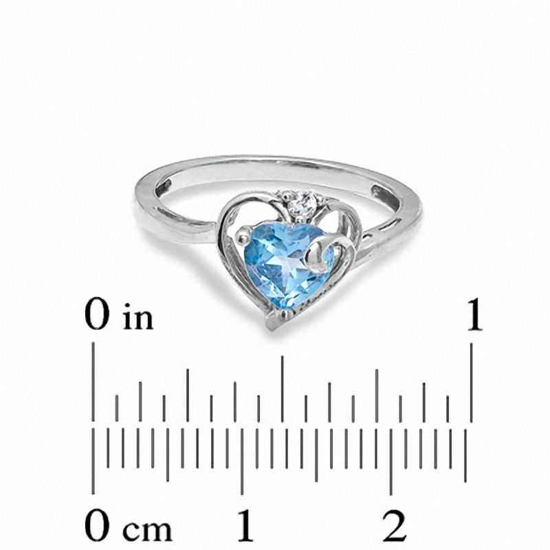 6.0mm Heart-Shaped Blue Topaz and White Sapphire Ring in 10K White Gold