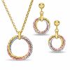 Thumbnail Image 1 of 14K Tri-Tone Gold and Sterling Silver Circle Pendant and Earrings Set