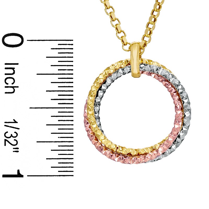 Main Image 2 of 14K Tri-Tone Gold and Sterling Silver Circle Pendant and Earrings Set