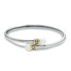 Thumbnail Image 1 of 7.0mm Freshwater Cultured Pearl Bypass Bangle in Sterling Silver and 14K Gold with Diamond Accents-7.5&quot;