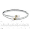 Thumbnail Image 2 of 7.0mm Freshwater Cultured Pearl Bypass Bangle in Sterling Silver and 14K Gold with Diamond Accents-7.5&quot;