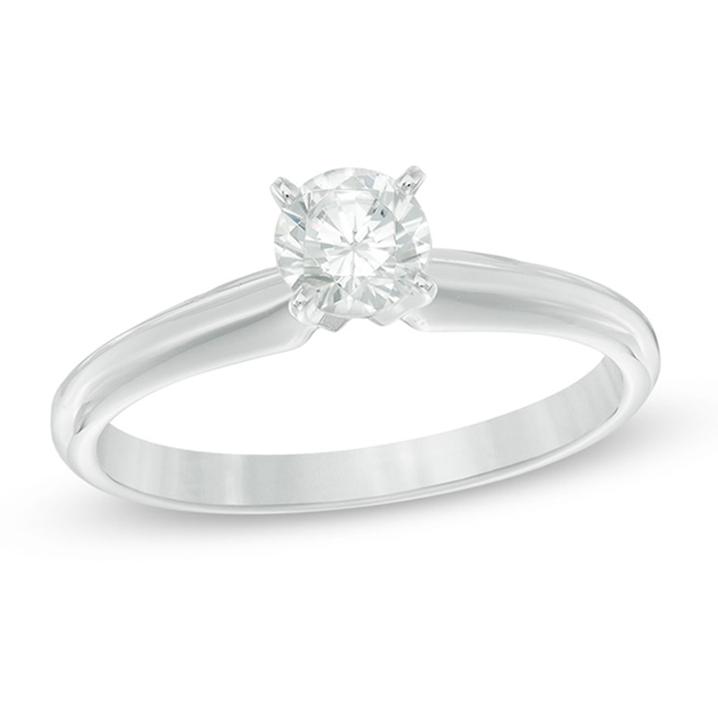 Main Image 1 of 1/2 CT. Diamond Solitaire Engagement Ring in 14K White Gold (J/I3)