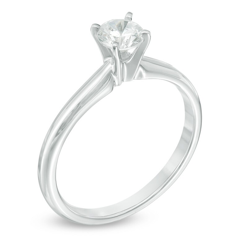 Main Image 2 of 1/2 CT. Diamond Solitaire Engagement Ring in 14K White Gold (J/I3)