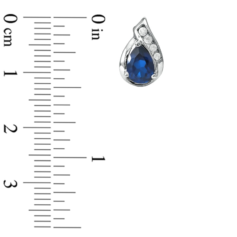 Main Image 2 of Pear-Shaped Lab-Created Blue and White Sapphire Earrings in 10K White Gold