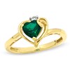Thumbnail Image 1 of 6.0mm Heart-Shaped Lab-Created Emerald and White Sapphire Ring in 10K Gold