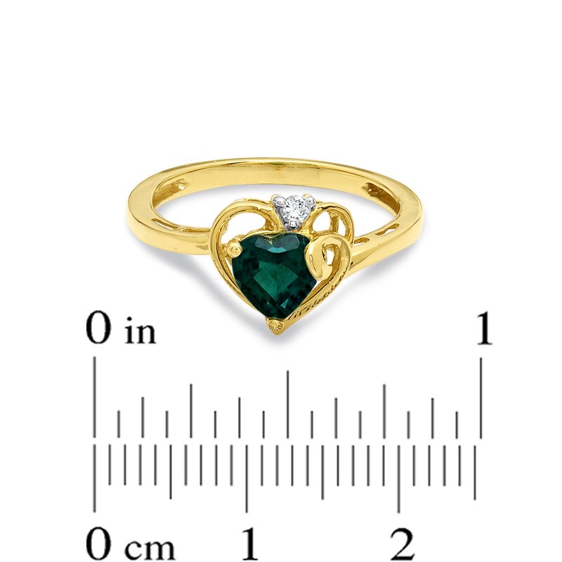 Main Image 3 of 6.0mm Heart-Shaped Lab-Created Emerald and White Sapphire Ring in 10K Gold