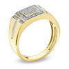 Thumbnail Image 1 of Men's 1/4 CT. T.W. Diamond Micro Cluster Square Stepped Ring in 10K Gold