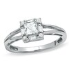 Thumbnail Image 1 of Square-Cut Lab-Created White Sapphire Framed Ring in 10K White Gold