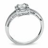 Thumbnail Image 2 of Square-Cut Lab-Created White Sapphire Framed Ring in 10K White Gold