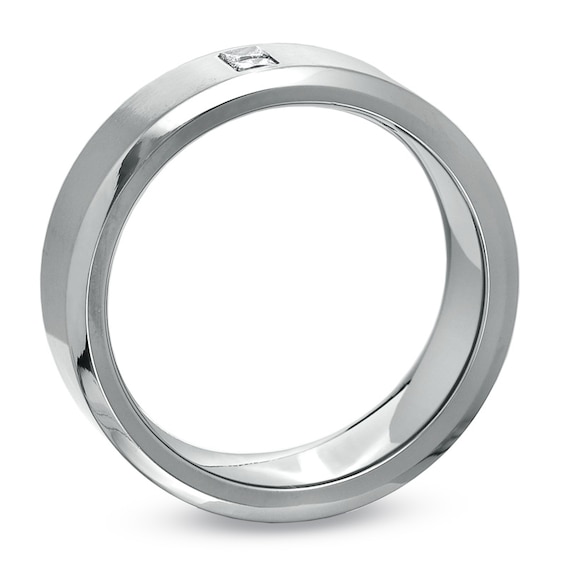 1/10 CT. T.w. Square-Cut Diamond 7.0mm Titanium Wedding Band - Size 10