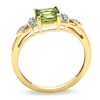 Thumbnail Image 2 of Cushion-Cut Peridot and Lab-Created White Sapphire Ring in 10K Gold