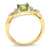 Thumbnail Image 1 of Cushion-Cut Peridot and Lab-Created White Sapphire Ring in 10K Gold