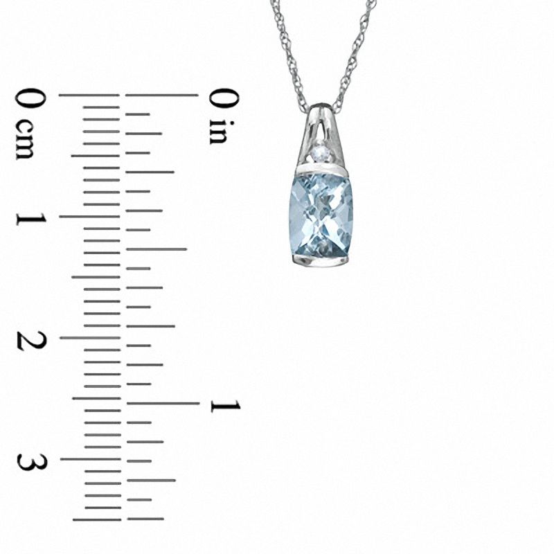 Main Image 2 of Cushion-Cut Aquamarine and Lab-Created White Sapphire Bezel-Set Pendant in 10K White Gold