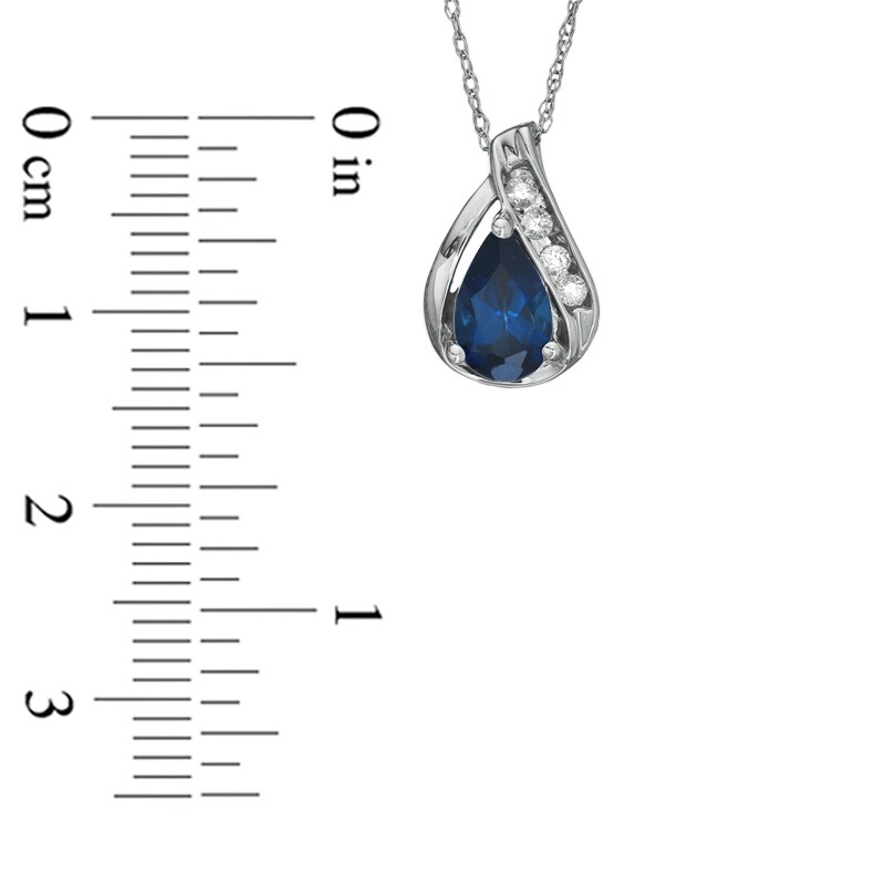 Main Image 2 of Pear-Shaped Lab-Created Blue and White Sapphire Pendant in 10K White Gold