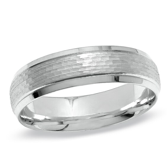 6.0mm Wedding Band in 10K White Gold - Size 10.5