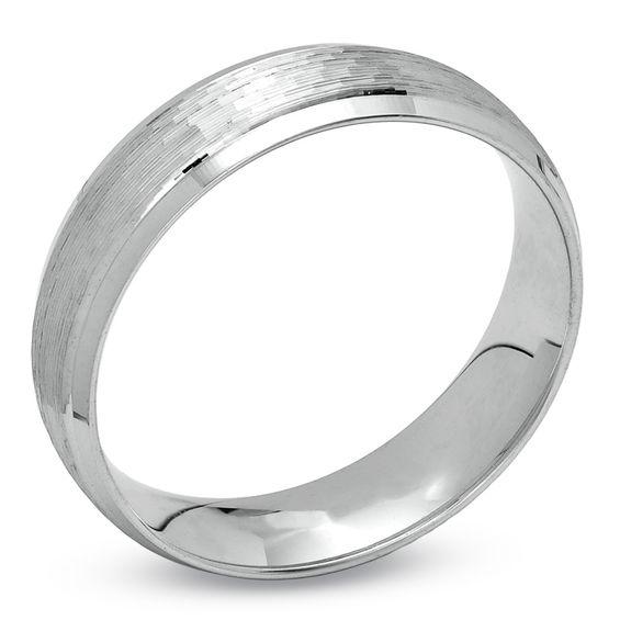 6.0mm Wedding Band in 10K White Gold - Size 10.5