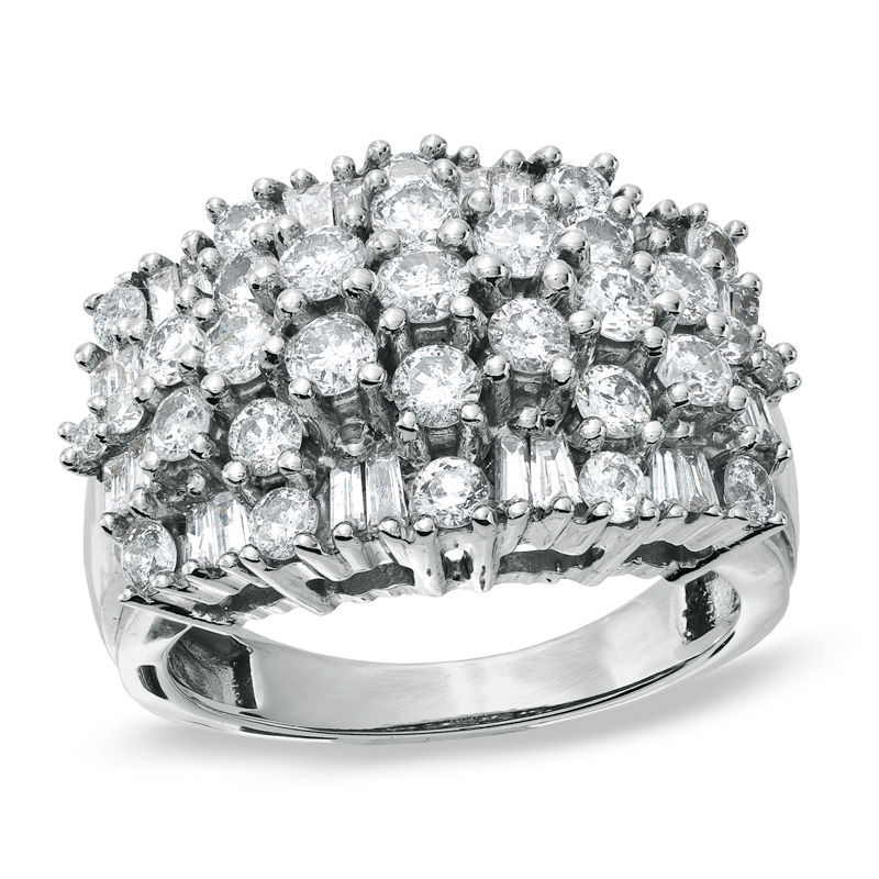 Main Image 1 of 2 CT. T.W. Diamond Flower Basket Ring in 10K White Gold