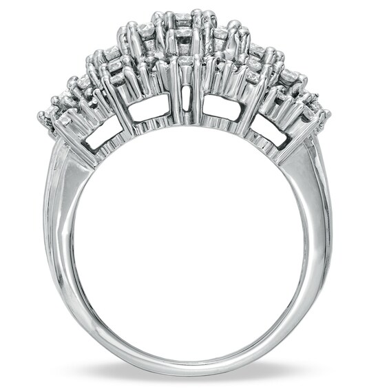 2 CT. T.w. Diamond Flower Basket Ring in 10K White Gold