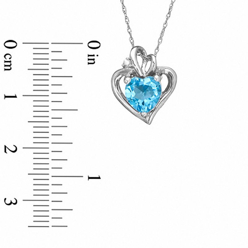 Main Image 2 of 7.0mm Heart-Shaped Blue Topaz and White Sapphire Pendant in 10K White Gold