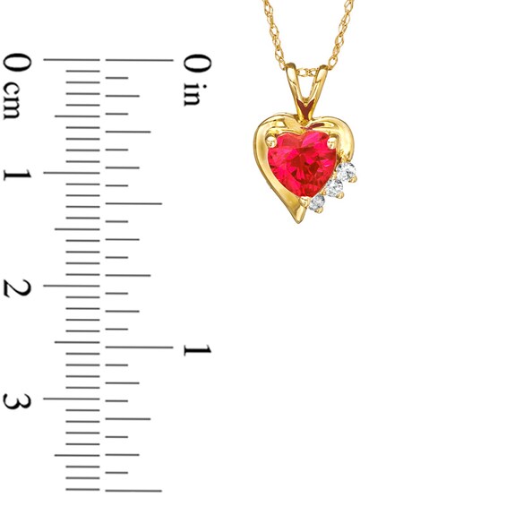 6.0mm Heart-Shaped Lab-Created Ruby and White Sapphire Pendant in 10K Gold