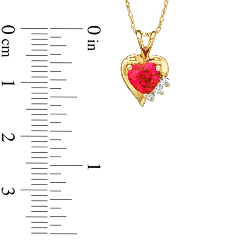 Main Image 2 of 6.0mm Heart-Shaped Lab-Created Ruby and White Sapphire Pendant in 10K Gold